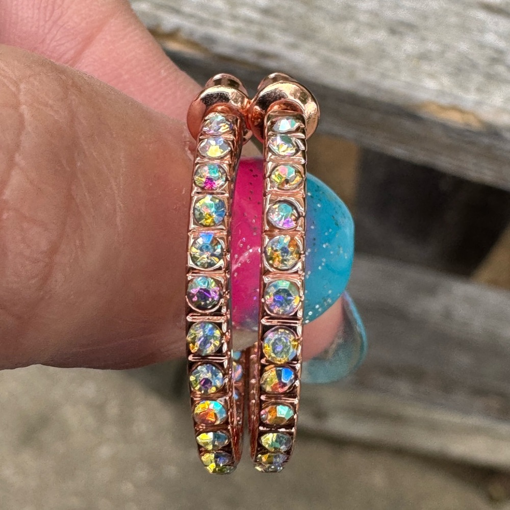 Gold Crystal Embellished Earrings with Linear Design